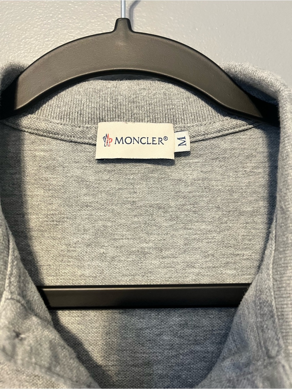 Moncler Light Gray Polo with Green Trim - Picture 2 of 5